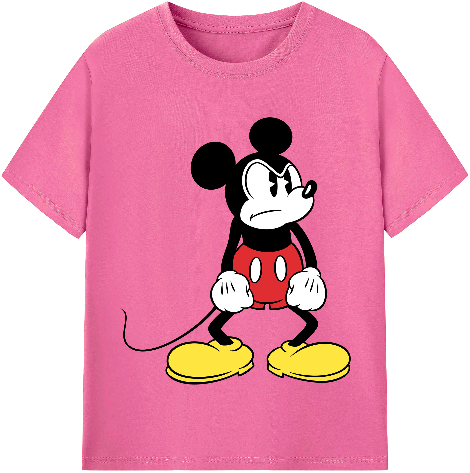 （画像用） ミッキーマウス Mickey Mouse レディースカジュアルプリントTシャツ（綿100％）